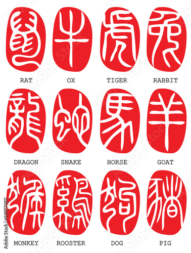 chinese zodiac in seal script