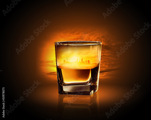 Glass of whiskey photo