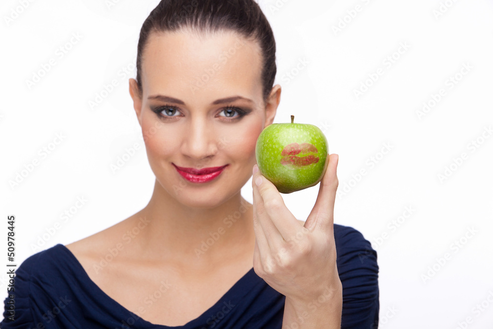 BEAUTIFUL Woman with green apple BEAUTIFUL Woman with green apple