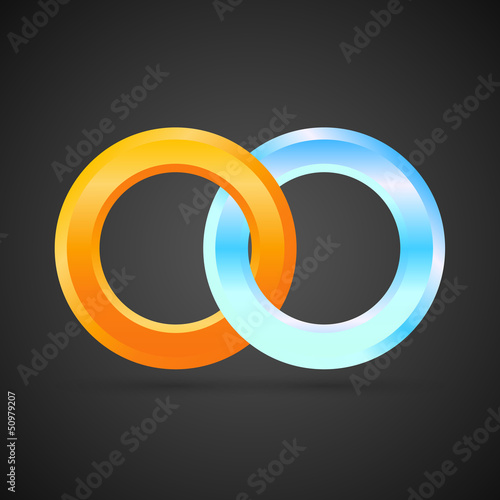 Business Logo Design 3D – Fire & Ice – two interlocking rings