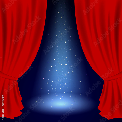 Vector Illustration of an Opened Stage