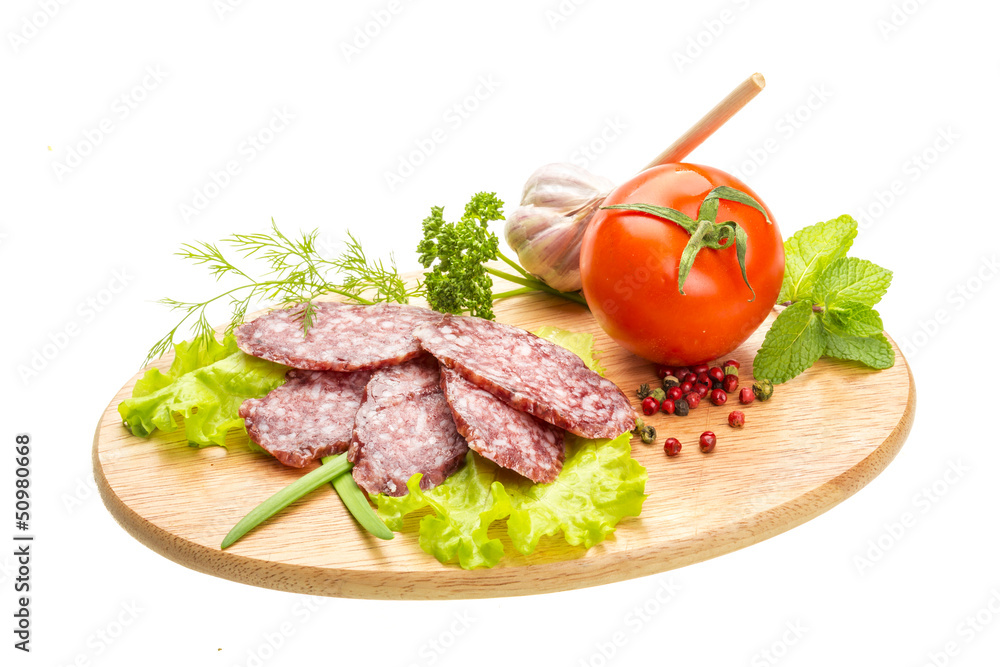 Fresh ripe salami