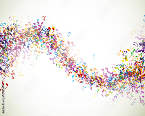 Vector Background with Colorful Music notes