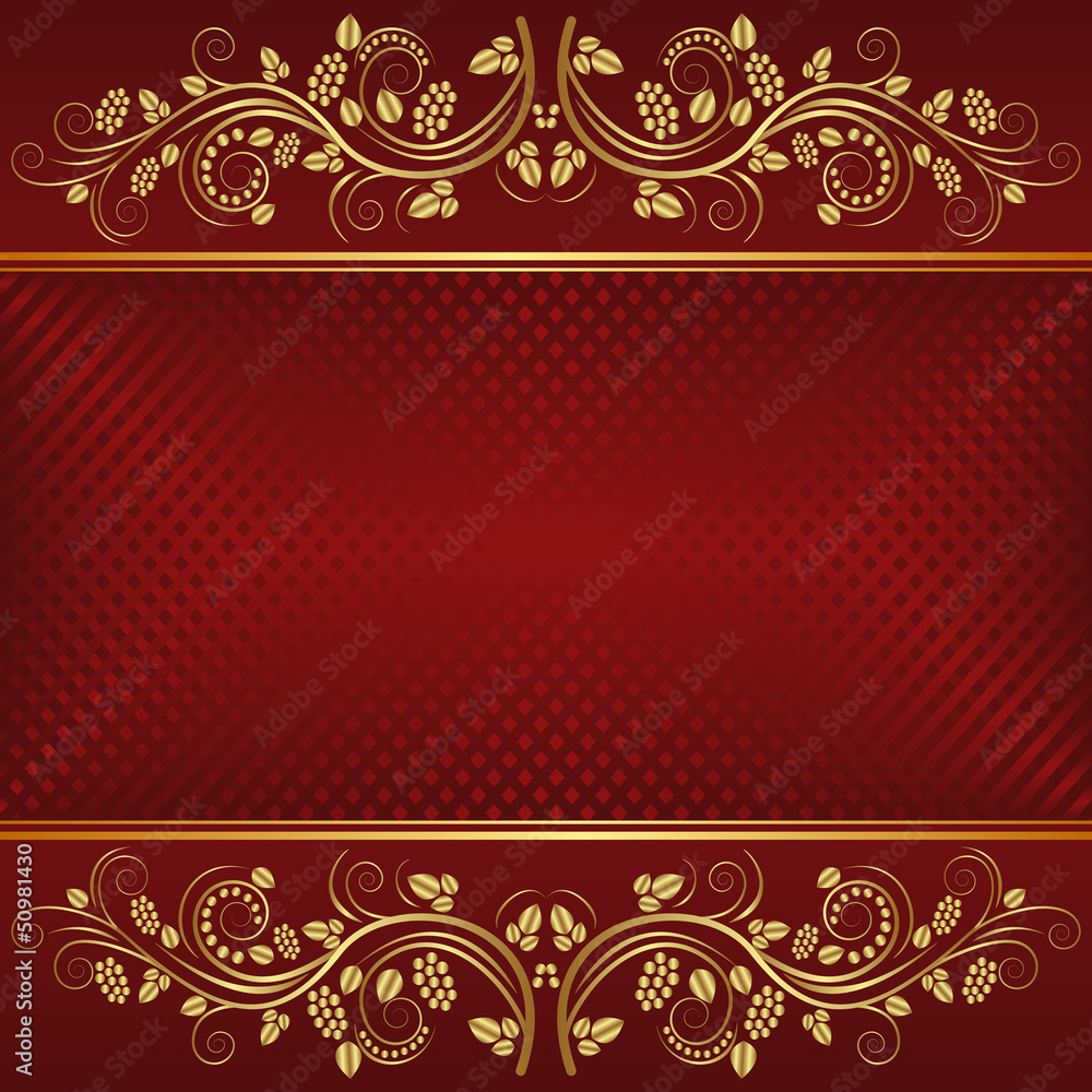 red background with golden ornaments