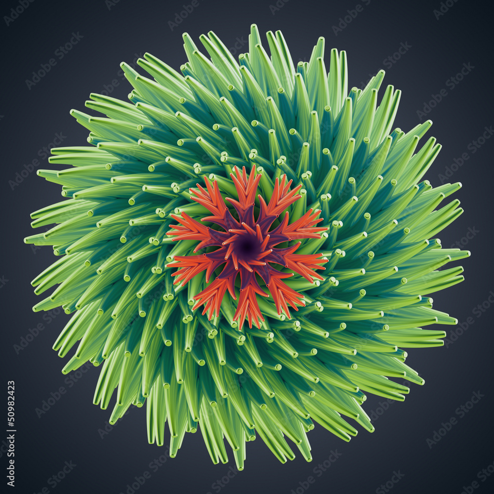Fototapeta premium 3d abstract organic flower cactus star shape