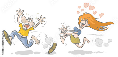 Man chased by Woman.