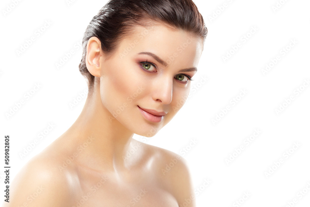 Beauty face of beautiful woman with clean fresh skin - isolated Beauty face of beautiful woman with clean fresh skin - isolated
