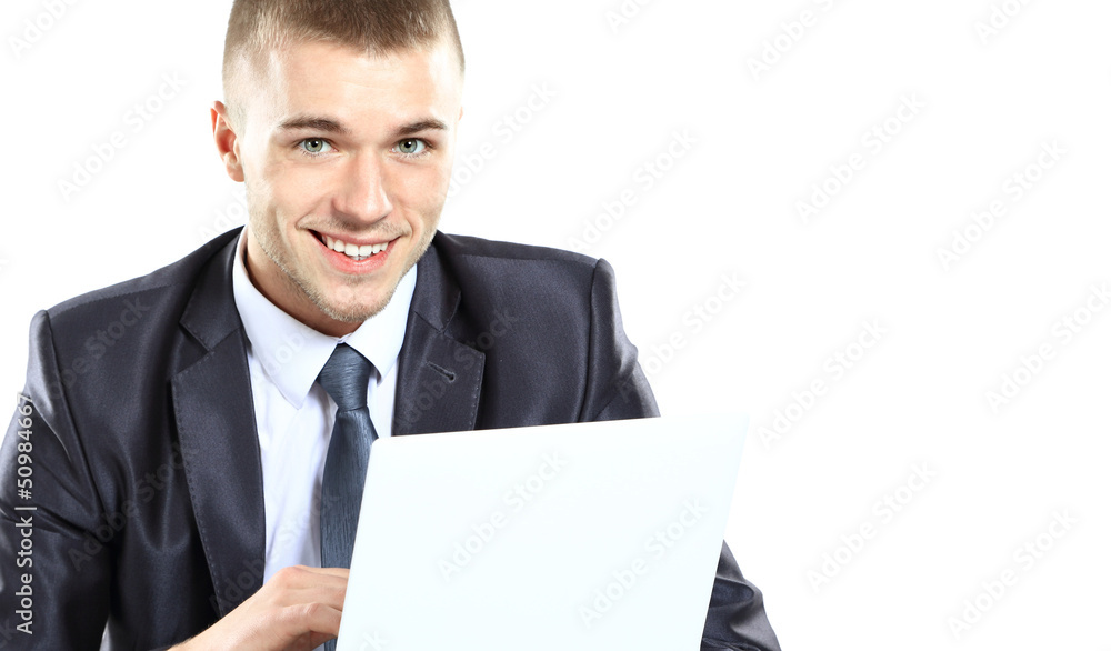 Portrait of young confident business man with laptop Portrait of young confident business man with laptop
