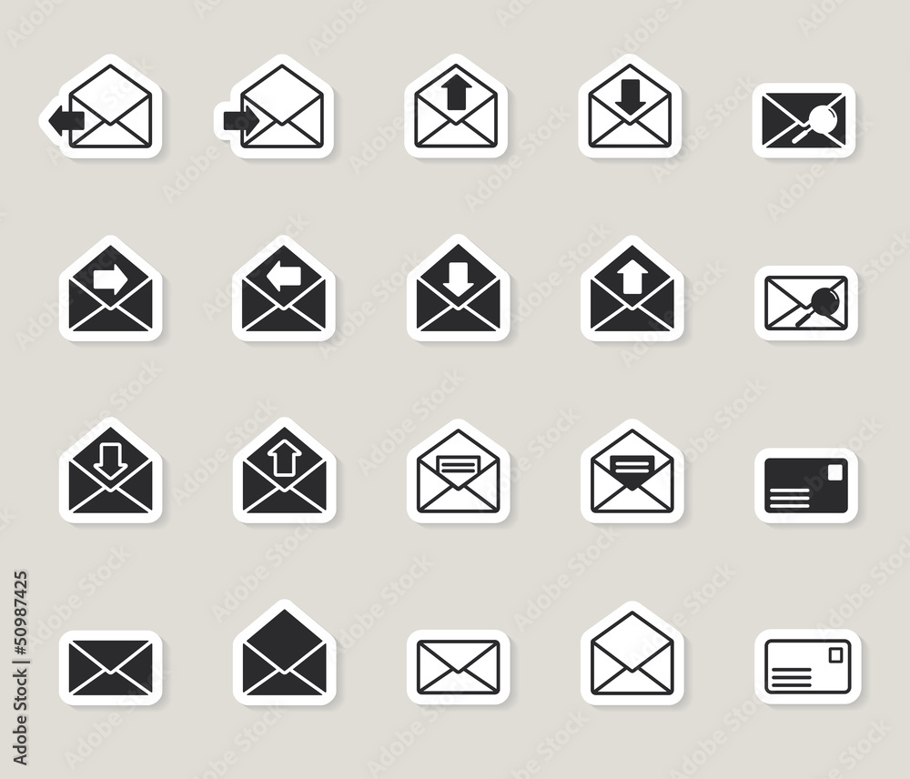 mail envelope web icons set. paper stickers mail envelope web icons set. paper stickers