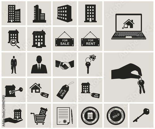 houses and real estate vector icons set