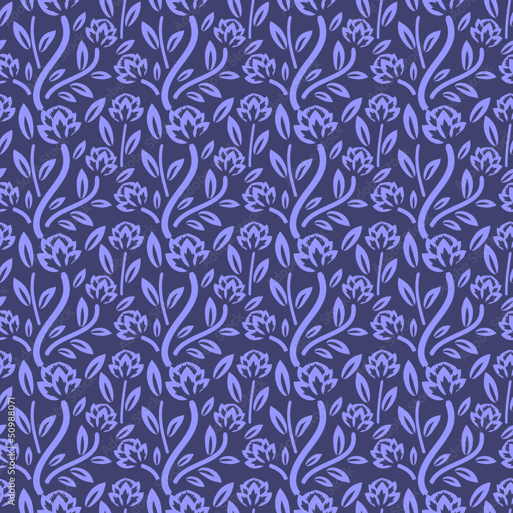 Seamless floral decorative blue pattern