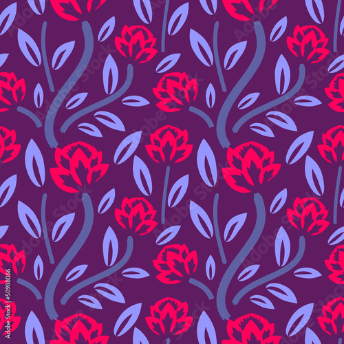 Seamless floral pattern with red flowers