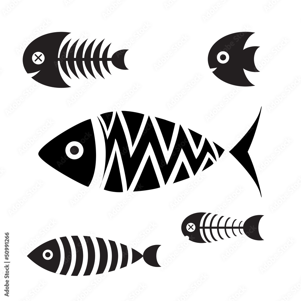 Fototapeta premium Set of icons of fish