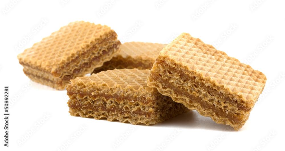 Wafers or honeycomb waffles isolated on white background Wafers or honeycomb waffles isolated on white background