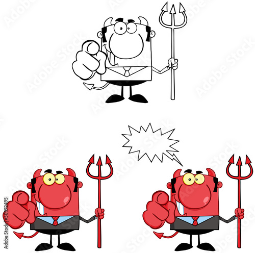 Devil Boss Cartoon Characters. Collection 8