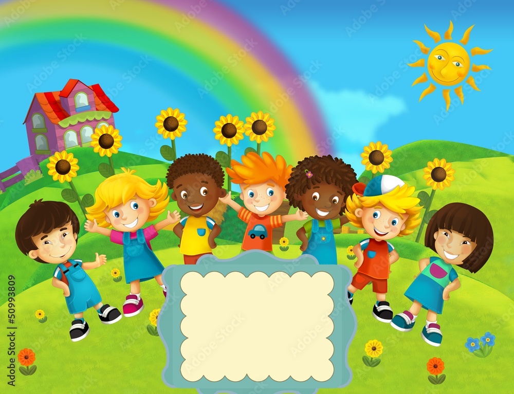 Obraz premium The group of happy preschool kids