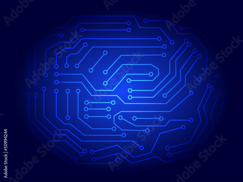 Abstract Illustration of Blue Printed Circuit Board Background