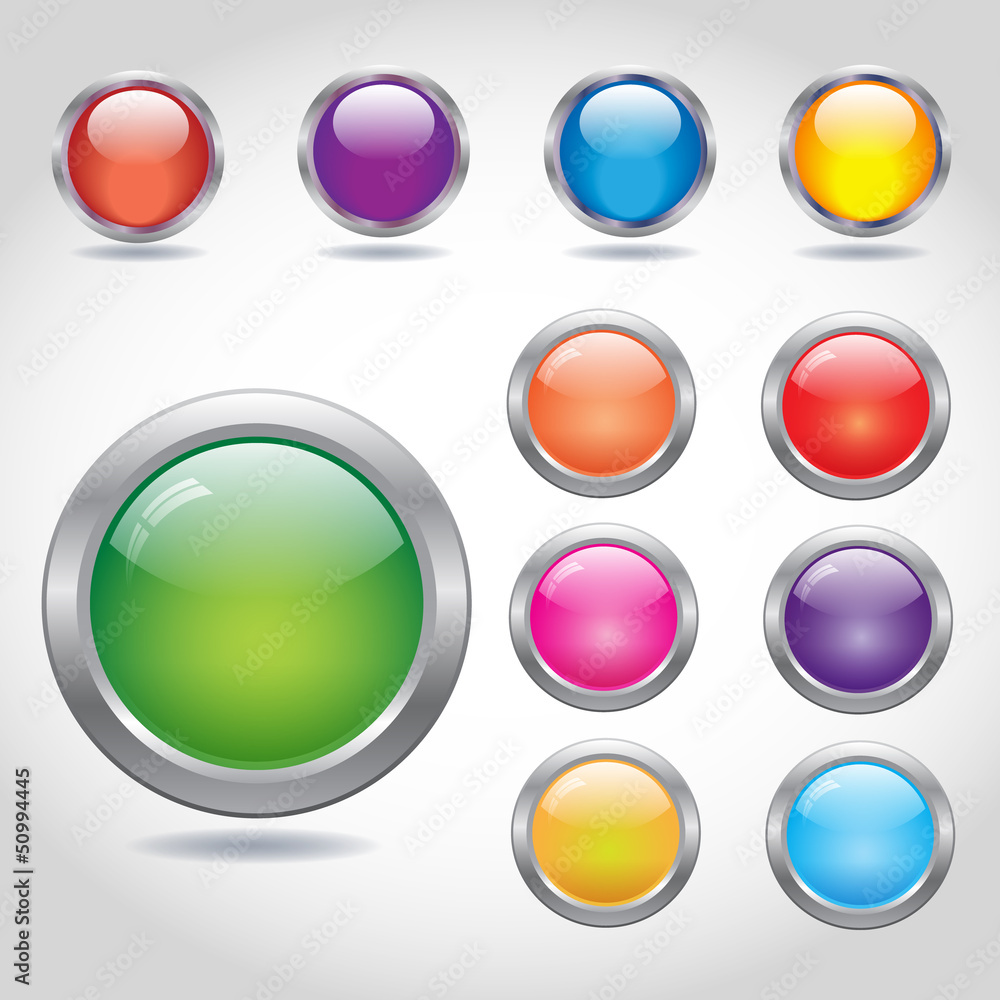 Round blank web buttons with metal rings Round blank web buttons with metal rings