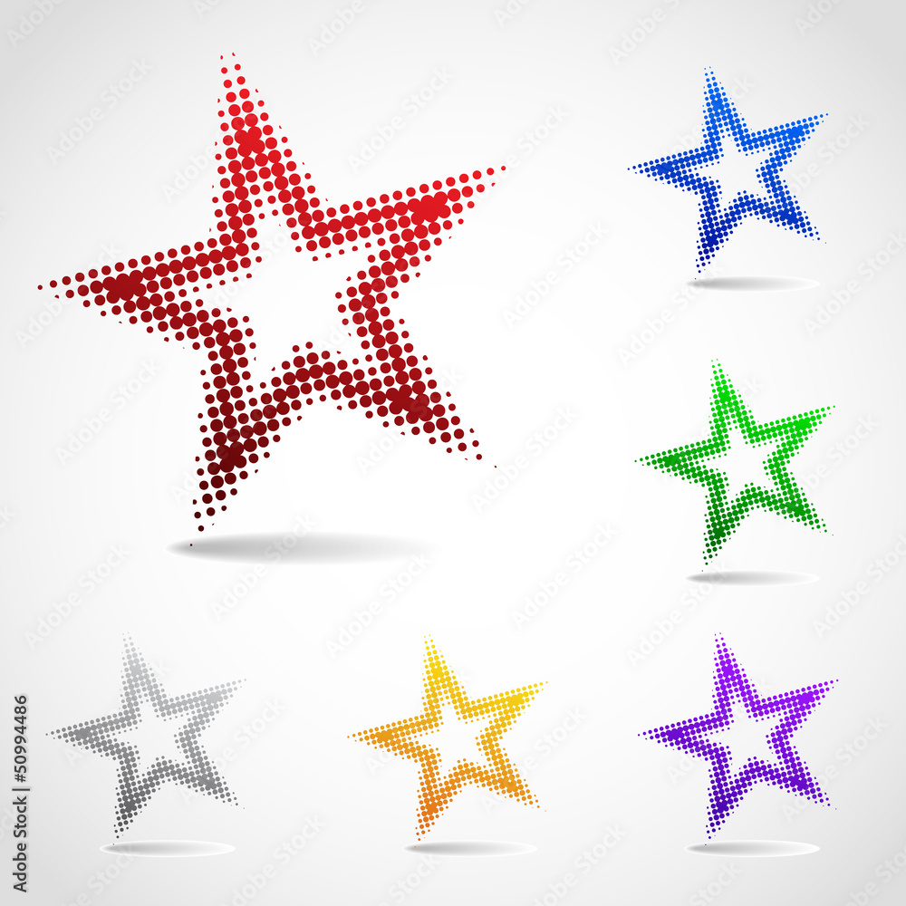 A rotated star icon made of halftone dots A rotated star icon made of halftone dots