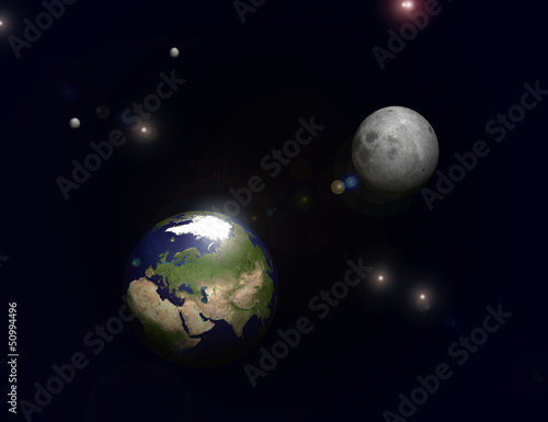Système planètes terre lune 3D