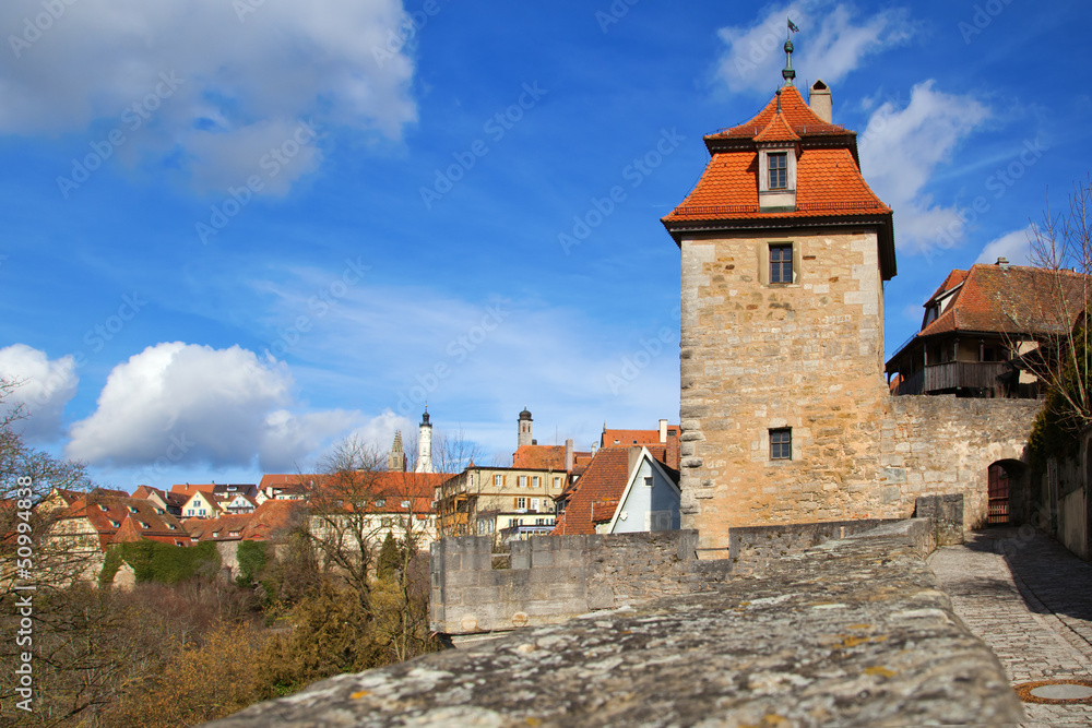 an der Stadtmauer von Rothenburg ob der Tauber