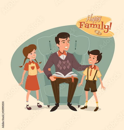 Retro family illustration