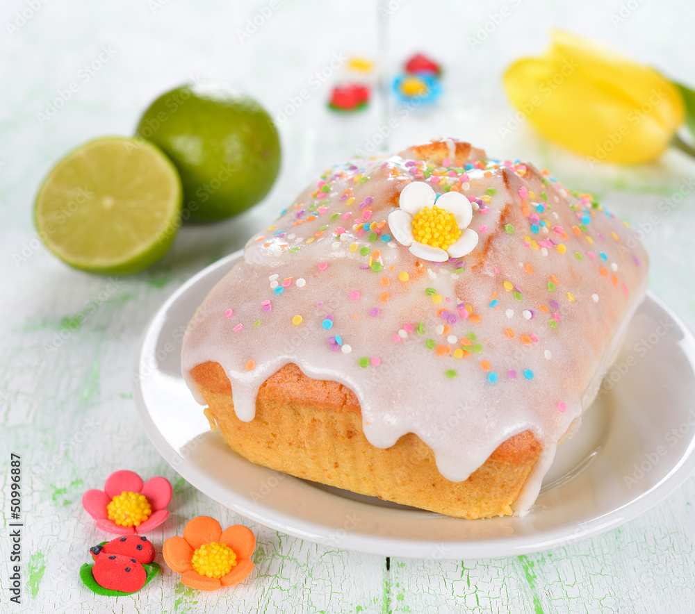 Lime cupcake decorated with glaze Lime cupcake decorated with glaze