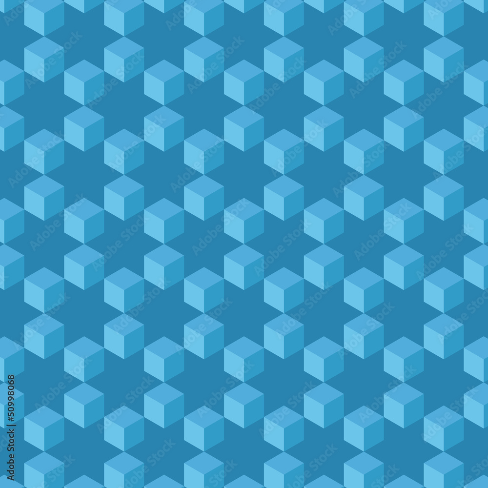 Seamless pattern abstract. Cubes and stars background