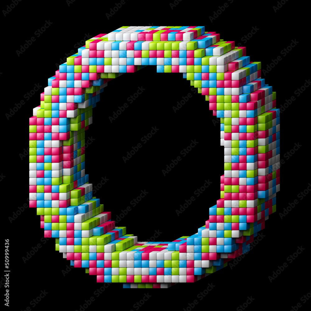 3d pixelated alphabet letter O 3d pixelated alphabet letter O
