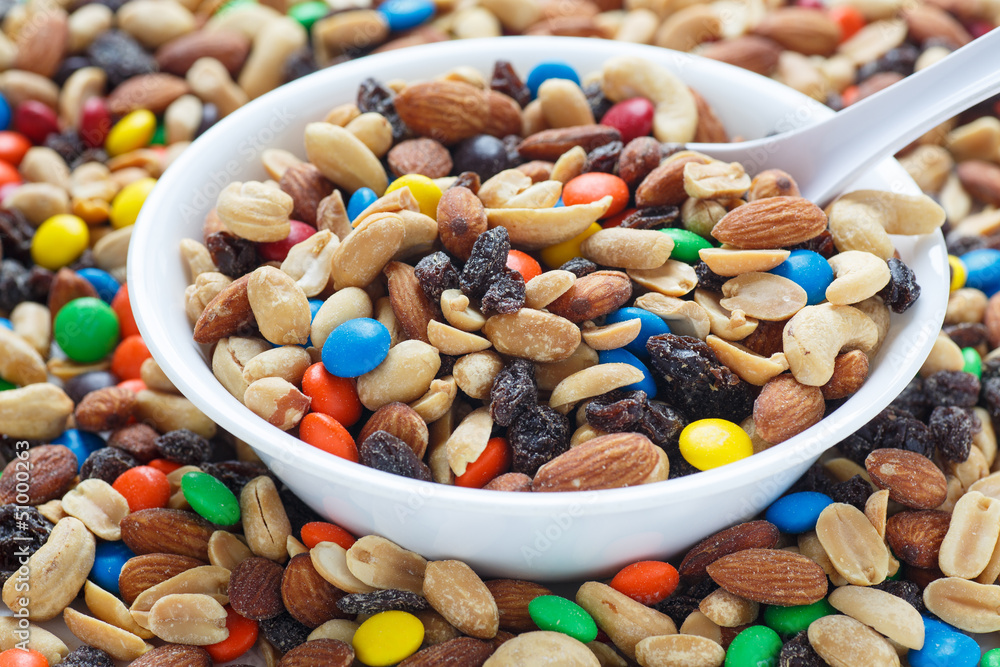 Trail Mix in White Bowl Trail Mix in White Bowl