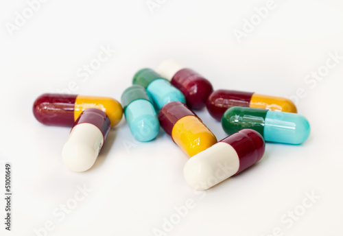 Colorful medical capsules.