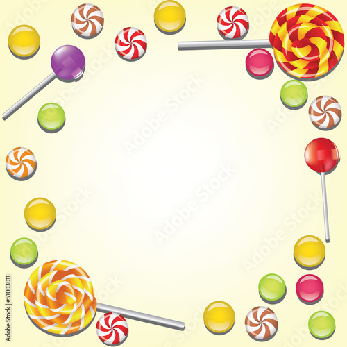 Background with candies frame
