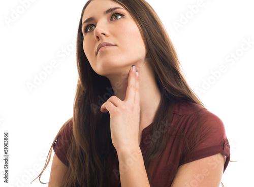 woman measures the pulse at the neck