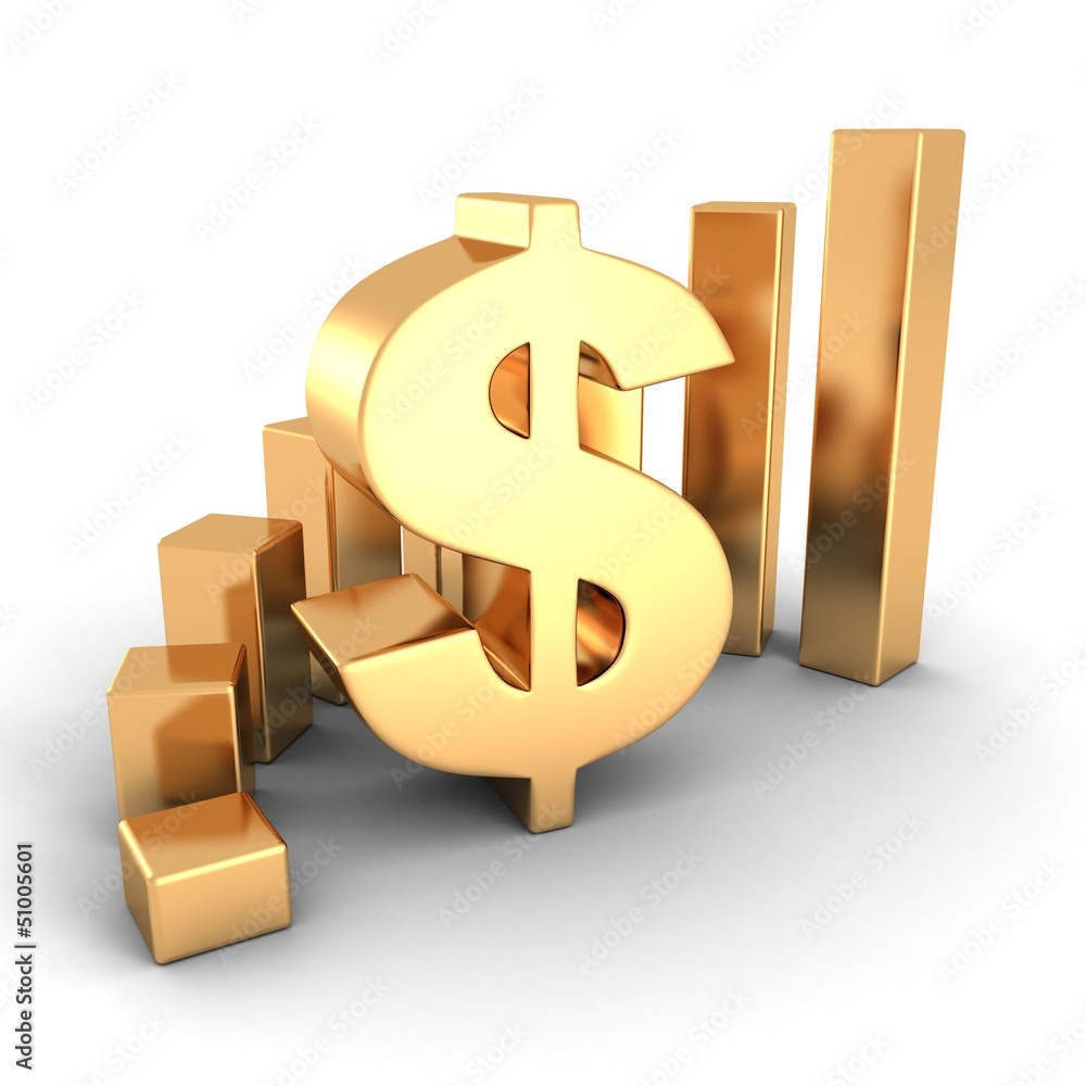 golden dollar financial success bar chart graph golden dollar financial success bar chart graph