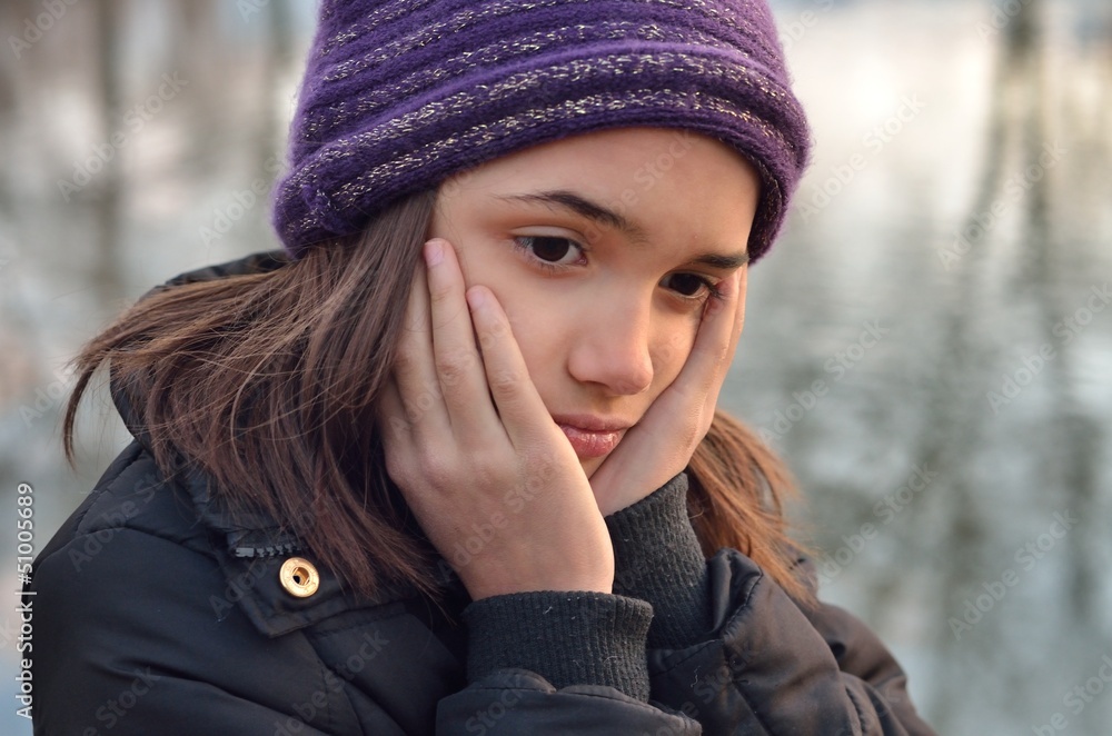Little Hispanic Girl Looking Sad Little Hispanic Girl Looking Sad
