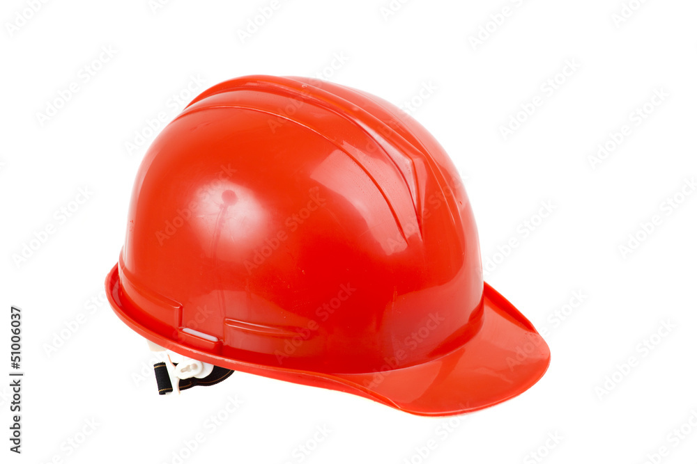 Red hard hat isolated on white Red hard hat isolated on white