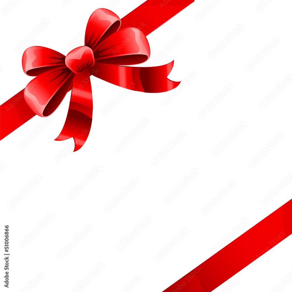 Shiny red satin ribbon on white background Shiny red satin ribbon on white background