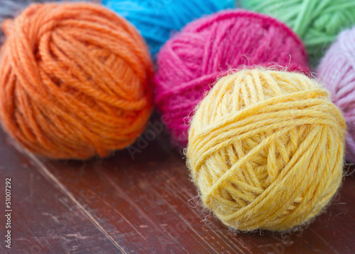 Closeup of colorful woolen yarn