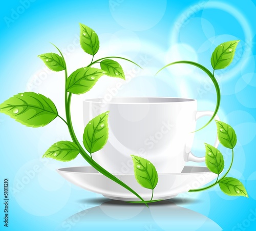 White cup of tea with mint