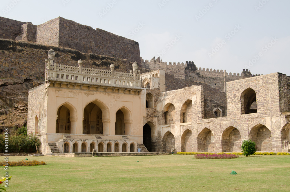 Golkonda fort lawn, India