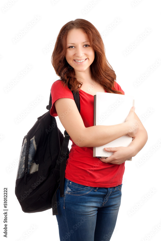 Portrait of female student with books Portrait of female student with books
