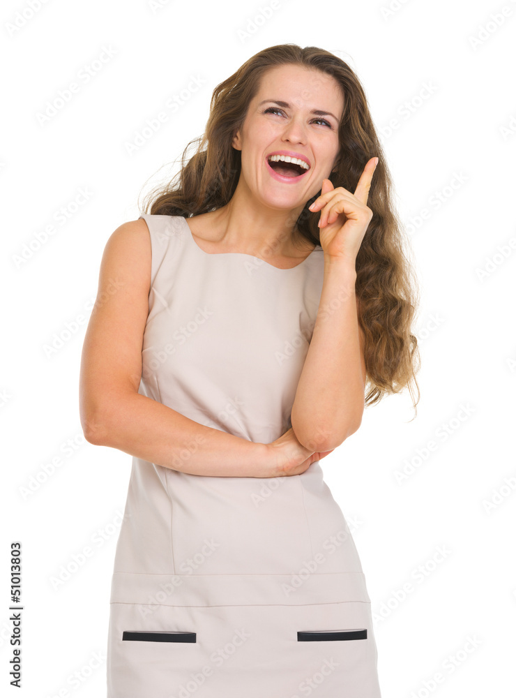 Portrait of happy young woman looking on copy space Portrait of happy young woman looking on copy space