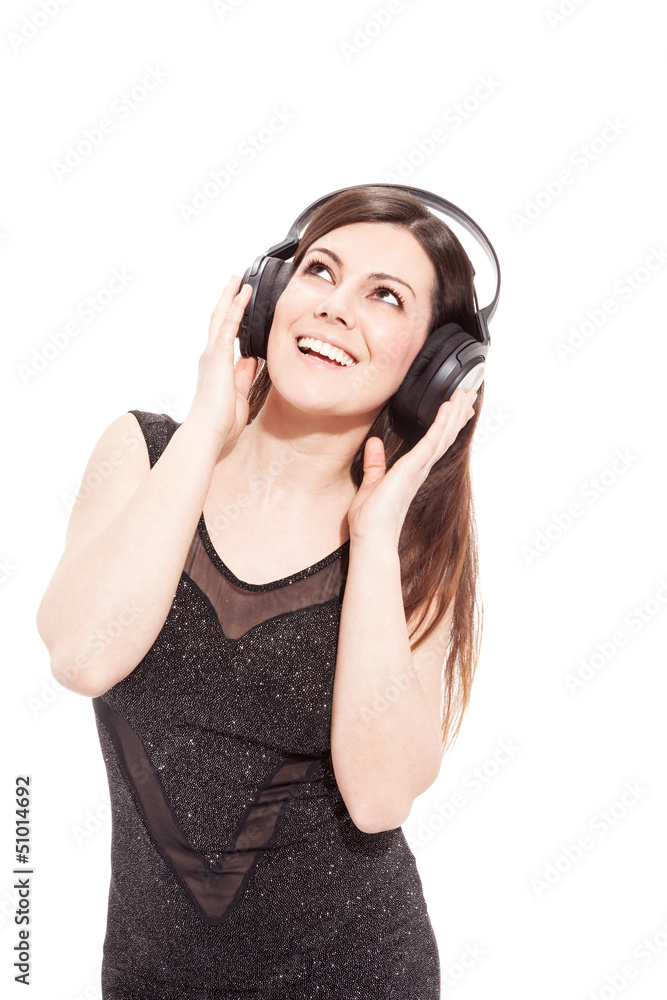 Isolated photo of beautiful woman with headphones Isolated photo of beautiful woman with headphones