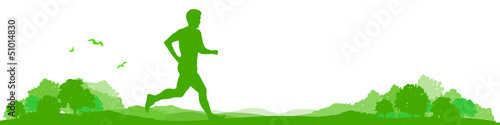Landschaft mit Jogger / Läufer