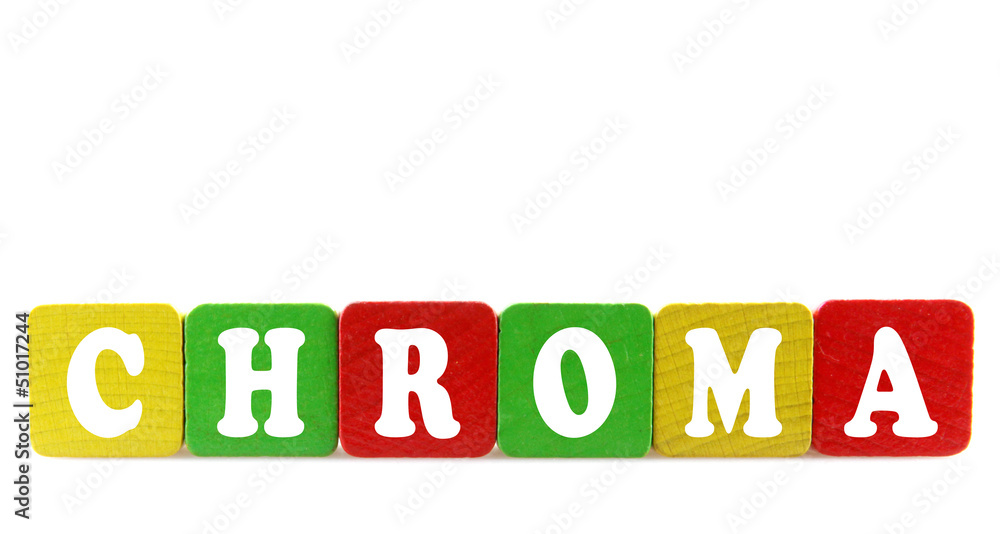 chroma - isolated text in wooden building blocks chroma - isolated text in wooden building blocks