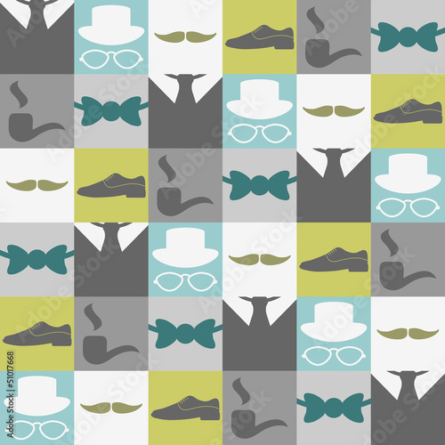 Dandy elements beautiful seamless pattern male fashion