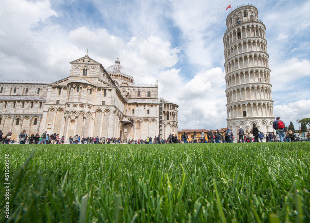 Pisa, Miracles Square. Beautiful view from grass level