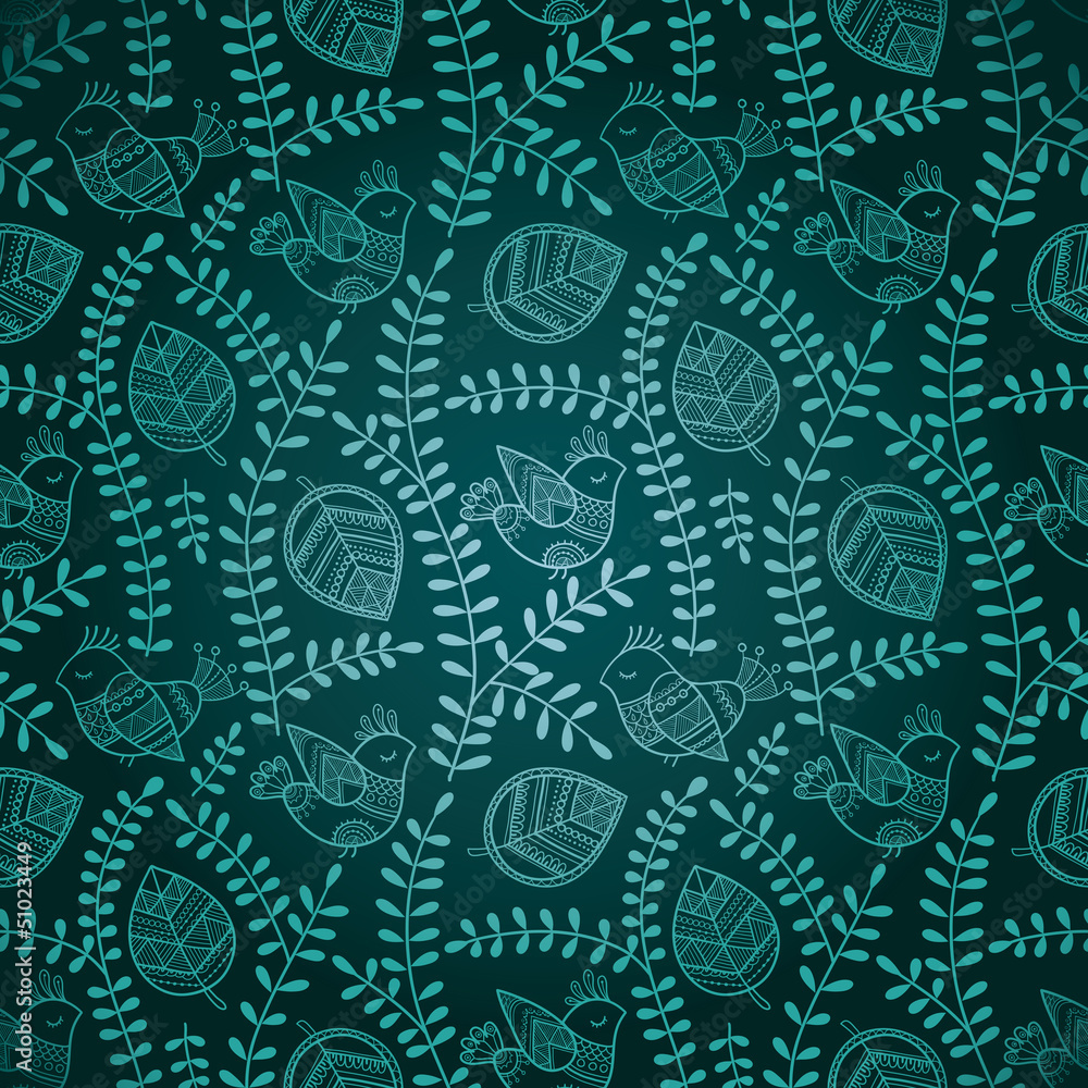 Seamless pattern.Birds and flowers Seamless pattern.Birds and flowers