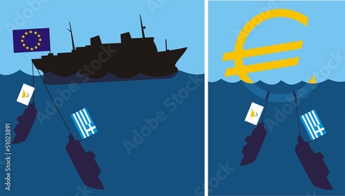 sinking eurozone - cypriot and greek crisis photo