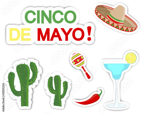 Cinco De Mayo. Set of stickers.